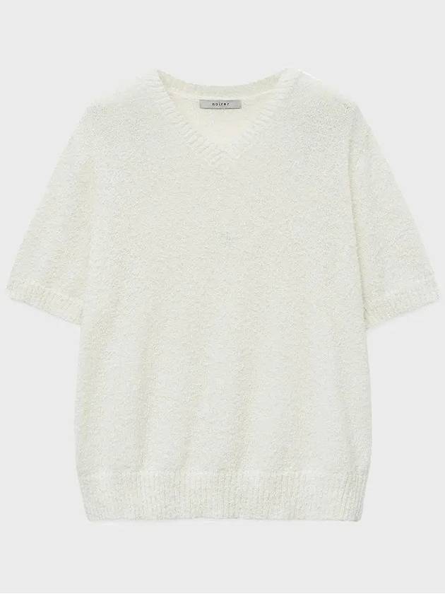 Boucle V Neck Half Knit Top Ivory - NOIRER - BALAAN 3