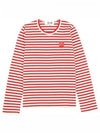 Women's Red Heart Wappen Stripe Long Sleeve T-Shirt Red - COMME DES GARCONS - BALAAN 2