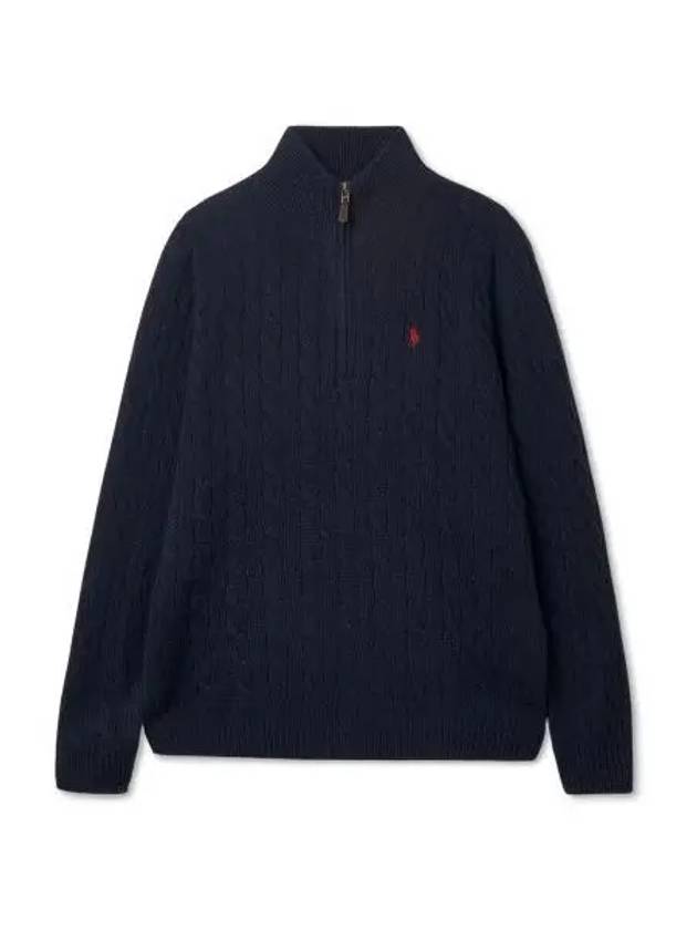 Cable knit wool cashmere zipper sweater blue - POLO RALPH LAUREN - BALAAN 2