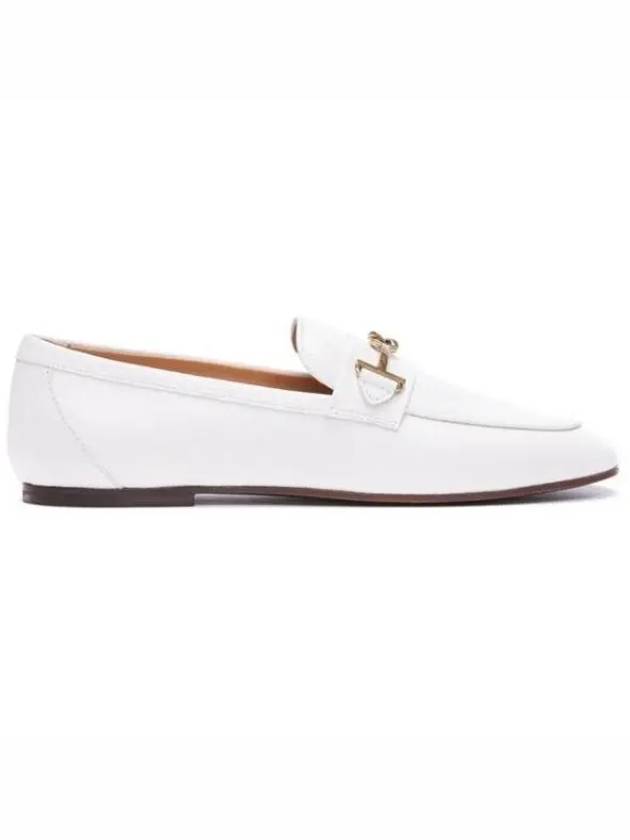 Women's Double T Logo Leather Loafers White - TOD'S - BALAAN 2