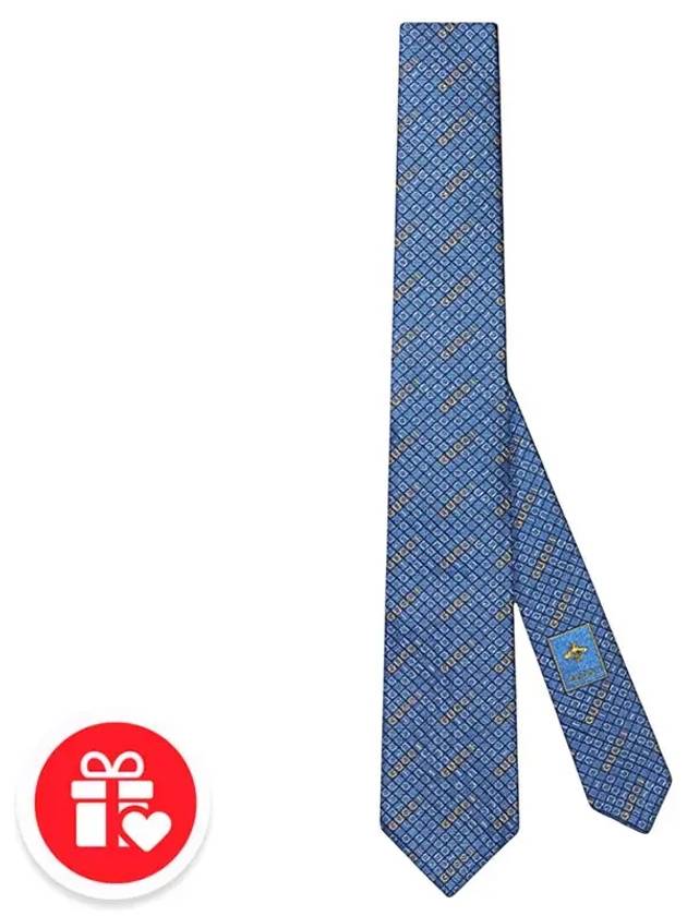 Silk Jacquard Tie Light Blue - GUCCI - BALAAN 8