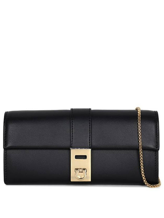 Hug Shoulder Chain Long Wallet Black - SALVATORE FERRAGAMO - BALAAN 2