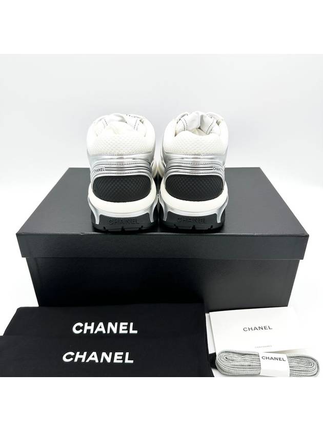 Fabric Laminated Low Top Sneakers Silver - CHANEL - BALAAN 4