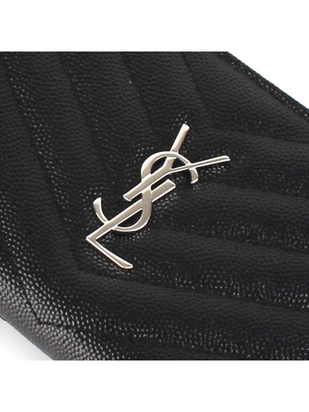 Matelasse Monogram Quilting Zipper Card Wallet Black - SAINT LAURENT - BALAAN 4