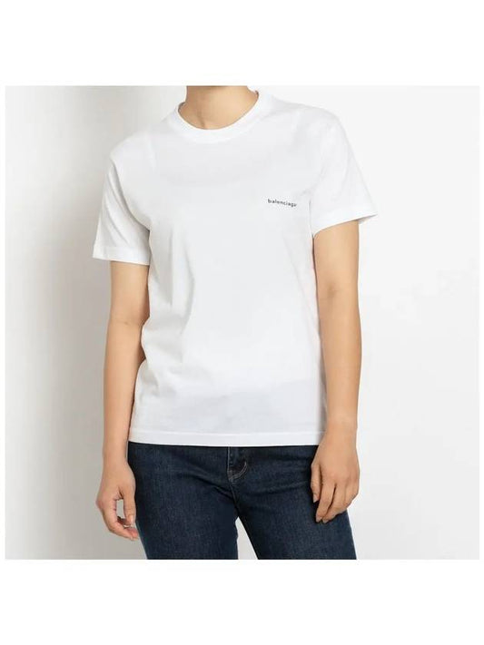 Women's White Small Lettering Short Sleeve 556107 E1249 - BALENCIAGA - BALAAN 2