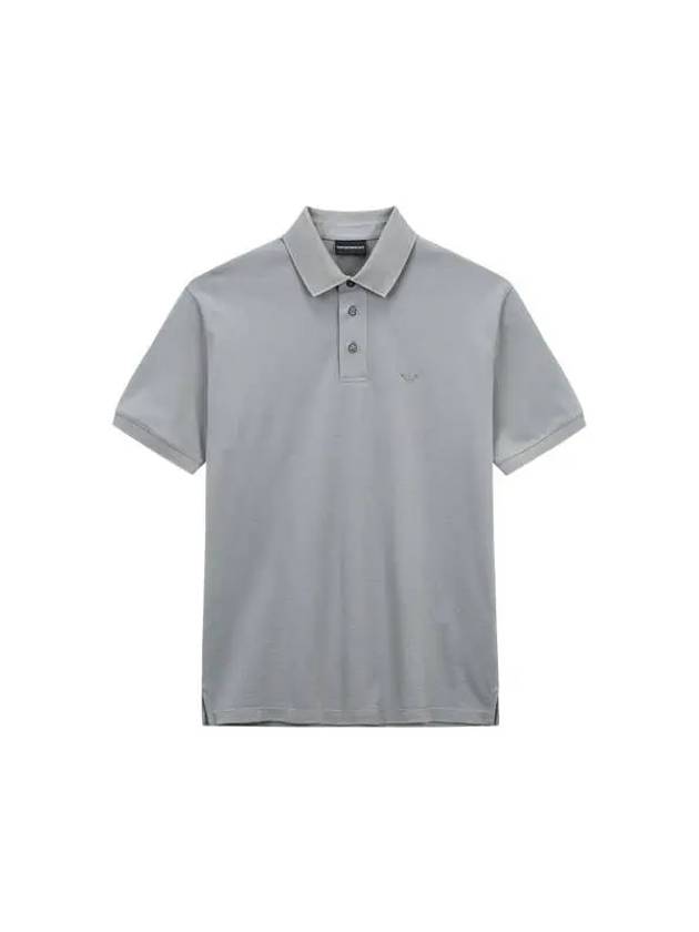 Men s Herringbone Patch Pique Polo Shirt Gray - EMPORIO ARMANI - BALAAN 1