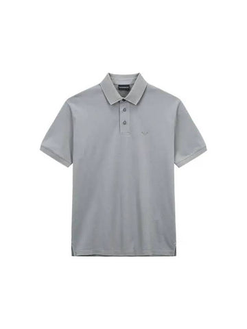 Men s Herringbone Patch Pique Polo Shirt Gray - EMPORIO ARMANI - BALAAN 1