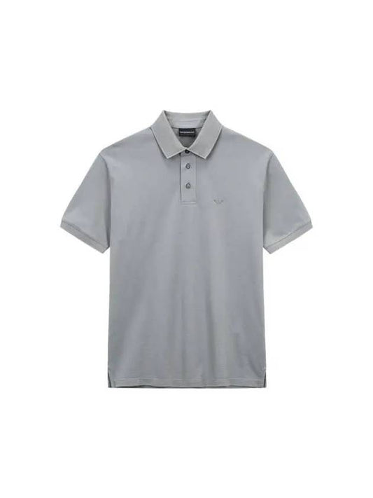 Men s Herringbone Patch Pique Polo Shirt Gray - EMPORIO ARMANI - BALAAN 1