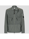 Men's Lens Wappen Garment Dye-Over Zip-Up Jacket Khaki - CP COMPANY - BALAAN 3