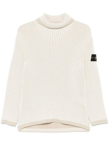 Vanish Full Rib RWS Wool Knit Top Natural White - STONE ISLAND - BALAAN 1