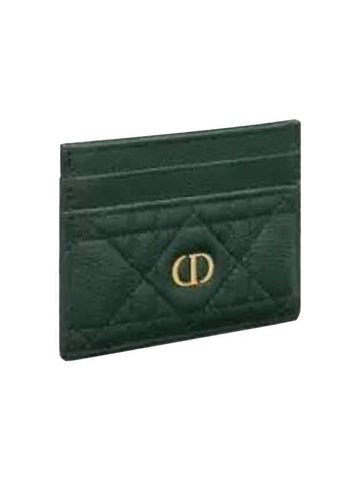 Caro 5-Slot Supple Cannage Calfskin Card Wallet Pine Green - DIOR - BALAAN 1