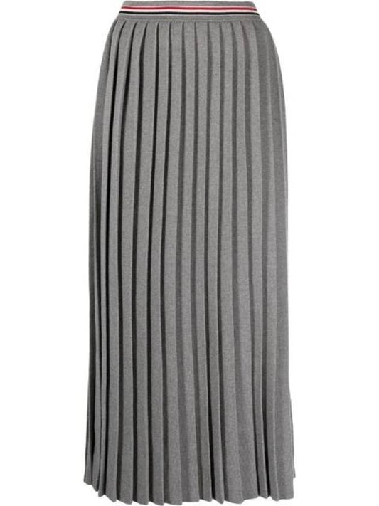 Cotton Stripe Pleated Skirt Grey - THOM BROWNE - BALAAN 1