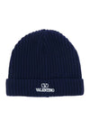 V Logo Beanie Navy - VALENTINO - BALAAN.