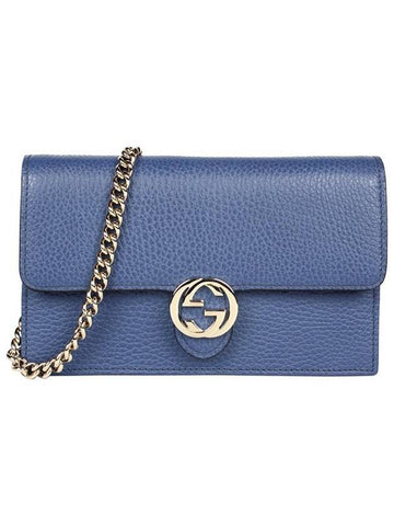 Interlocking GG Strap Chain Cross Bag Blue - GUCCI - BALAAN 1