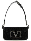 V Logo Toile Iconographe Shoulder Bag Black - VALENTINO - BALAAN 1