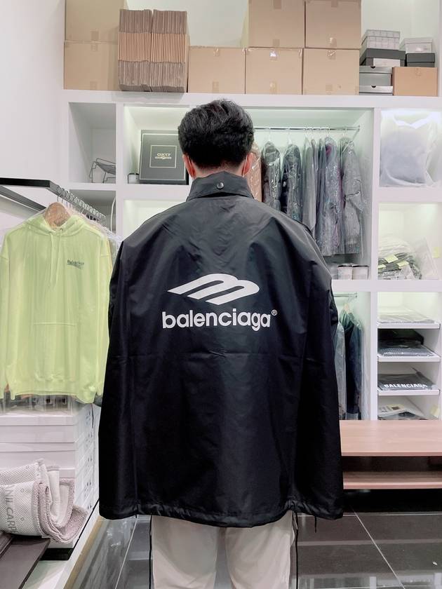 Black Nylon 3B Sports Icon Pleated Windbreaker - BALENCIAGA - BALAAN 3