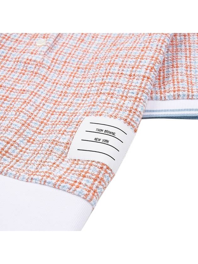 Checked Tweed Shrunken Short Sleeve Polo Pink - THOM BROWNE - BALAAN 5