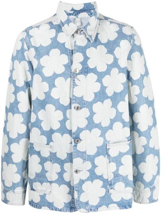 Floral Print Denim Jacket Blue - KENZO - BALAAN 9