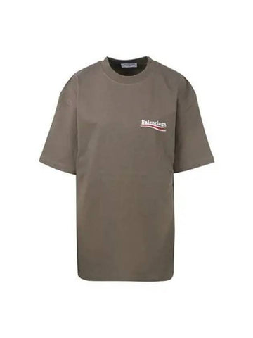 T shirt women s political wave logo short sleeve khaki - BALENCIAGA - BALAAN 1