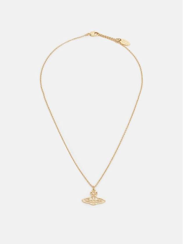 thin line short flat ORB pendant necklace gold - VIVIENNE WESTWOOD - BALAAN.