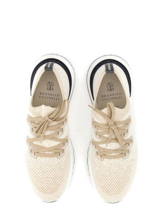 Stretch Knit Low Top Sneakers White - BRUNELLO CUCINELLI - BALAAN 3