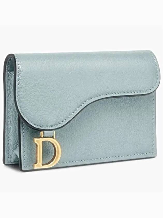 Saddle Bloom Goatskin Flap Card Wallet Cloud Blue - DIOR - BALAAN 3