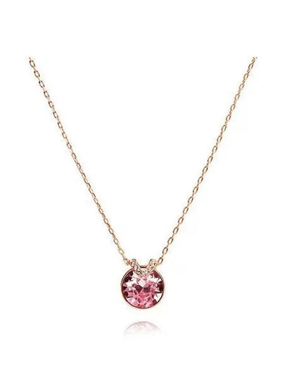 Bella V Round Pendant Necklace Pink Rose Gold - SWAROVSKI - BALAAN 2