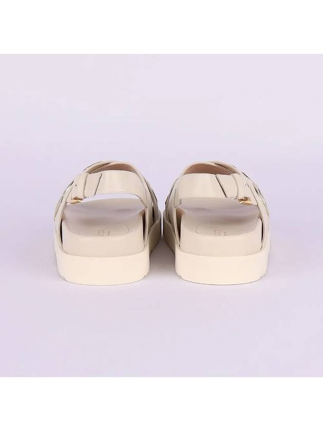 Gold Logo Leather Sandals White - GUCCI - BALAAN 6