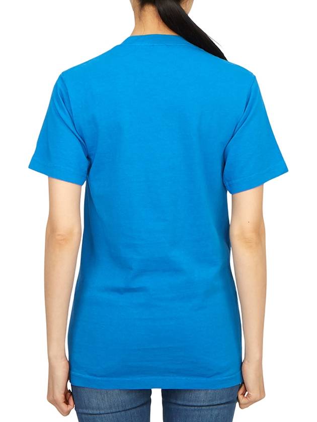 Logo Print Cotton Short Sleeve T-Shirt Blue - SPORTY & RICH - BALAAN 4