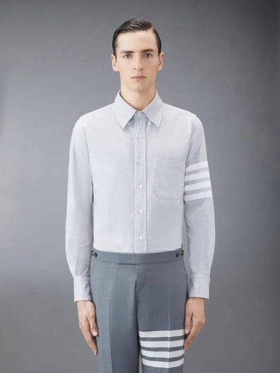 Men's Diagonal Solid Flannel Long Sleeve Shirt Grey - THOM BROWNE - BALAAN 2