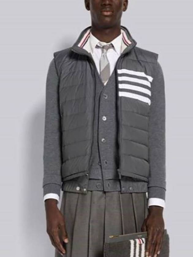 4 Bar Poly Twill Down Vest Grey - THOM BROWNE - BALAAN 4