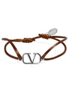 V Logo Signature Cotton Bracelet Brown - VALENTINO - BALAAN 3