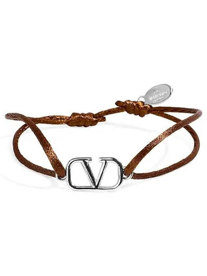 V Logo Signature Cotton Bracelet Brown - VALENTINO - BALAAN 2