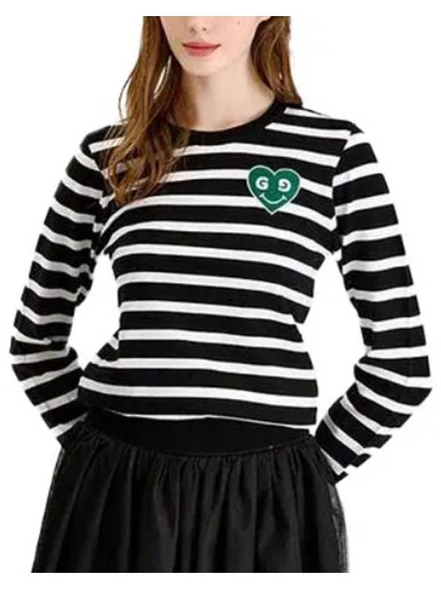 Women's Green Heart Dangara Pullover Knit Black - GOXO - BALAAN 2