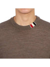 Intarsia Stitch Crew Neck Merino Wool Knit Top Brown - THOM BROWNE - BALAAN 7