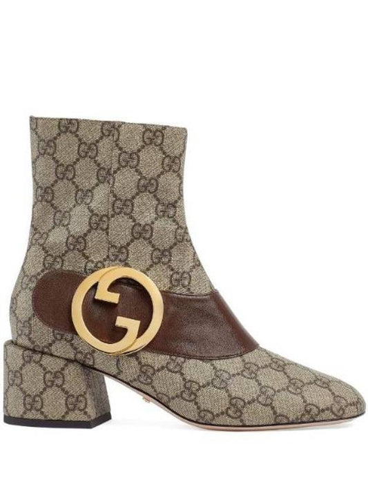 Women's Blondie GG Supreme Canvas Ankle Boots Beige - GUCCI - BALAAN.