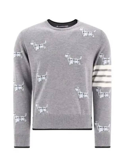 Hector Intarsia Crew Neck Knit Top Grey - THOM BROWNE - BALAAN 2