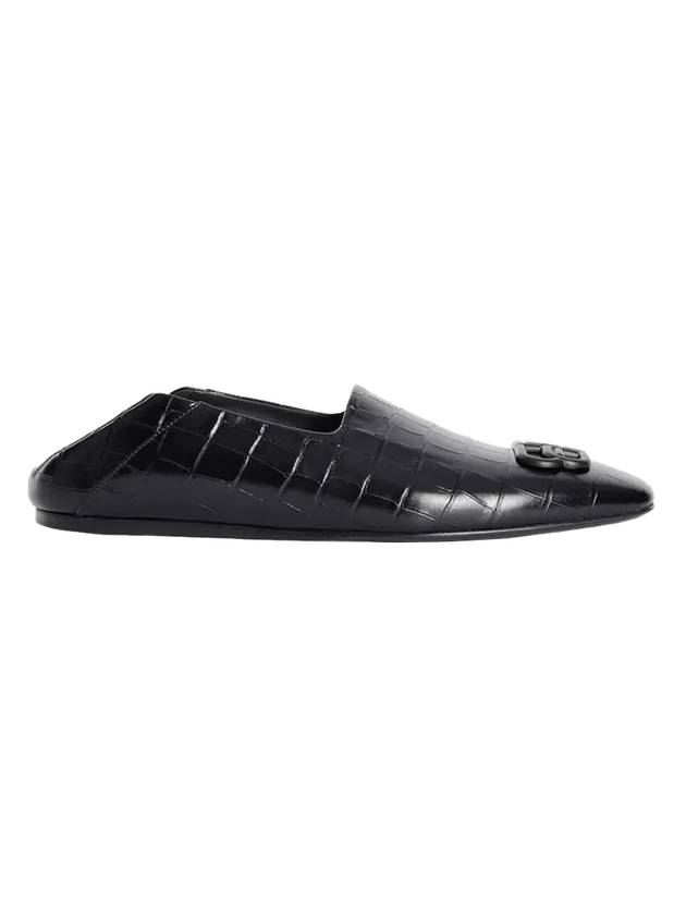 Men's Cozy BB Crocodile Loafers Black - BALENCIAGA - BALAAN.