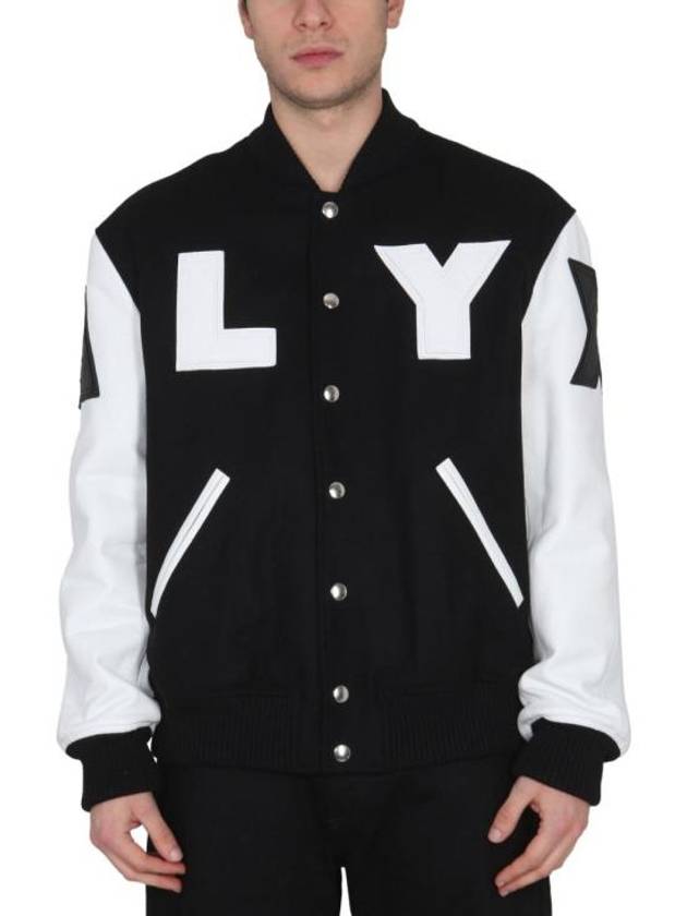 Classic Embossed Logo Leather Varsity Jacket White Black - 1017 ALYX 9SM - BALAAN 2