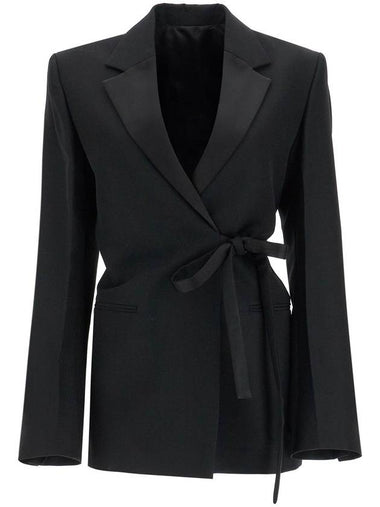 single-breasted blazer with belt black loose fit - TOTEME - BALAAN 1