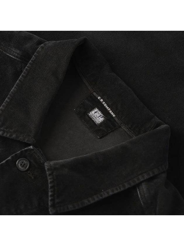 Corduroy Button Utility Shirt Jacket Black - CP COMPANY - BALAAN 4