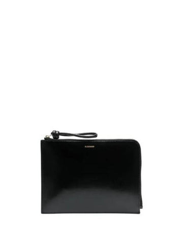 Envelope Calf Leather Pouch Bag Black - JIL SANDER - BALAAN 1