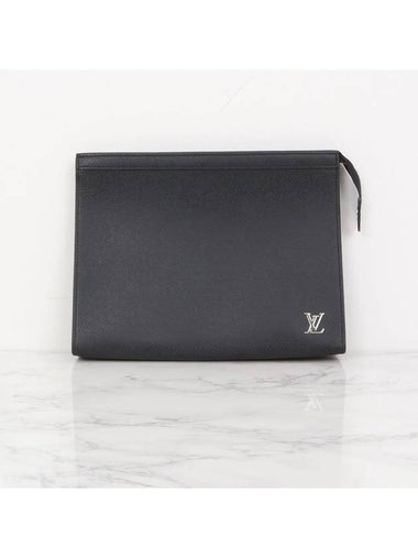 Taiga Leather Pochette Voyage Clutch Bag Black M30450 - LOUIS VUITTON - BALAAN 1