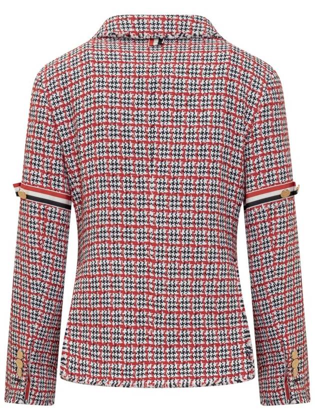 Check Pattern Tweed Jacket Red - THOM BROWNE - BALAAN 3