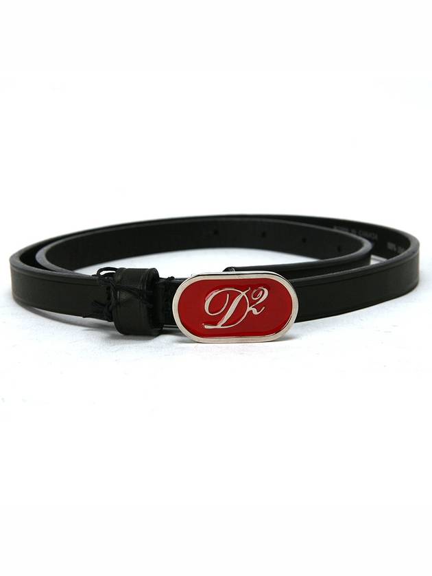 Logo Buckle Skinny Leather Belt Black - DSQUARED2 - BALAAN 3