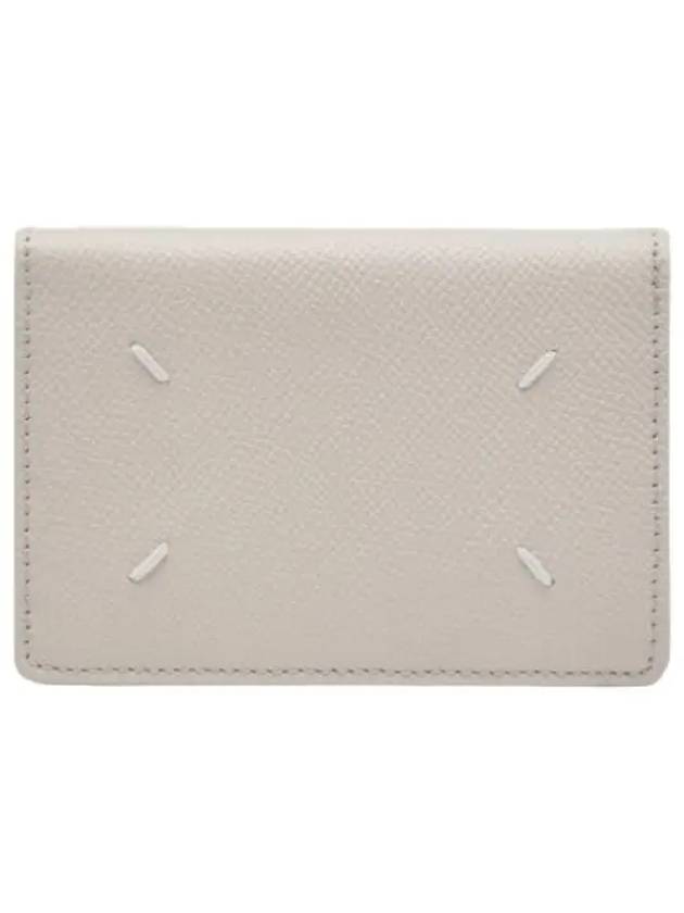 Stitched Bi-Fold Leather Card Wallet Grey - MAISON MARGIELA - BALAAN 2