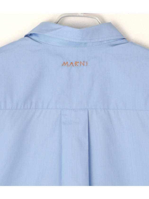 Poplin Cropped Organic Cotton Shirt Blue - MARNI - BALAAN 5