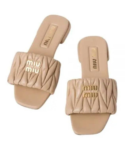 Matelasse Nappa Leather Slippers Beige - MIU MIU - BALAAN 2