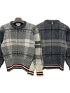 Tartan Check Jacquard Wool Mohair Knit Top Grey - THOM BROWNE - BALAAN 2