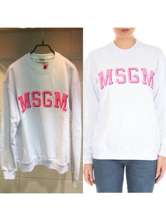 Women's Pink Embroidery Patch Sweatshirt White 2441 MDM 163184298 01 - MSGM - BALAAN 1